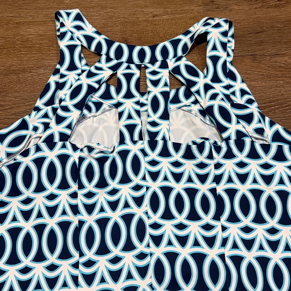 Lulu-B Navy & Light Blue Geometric Tank Dress - Picture 6 of 6